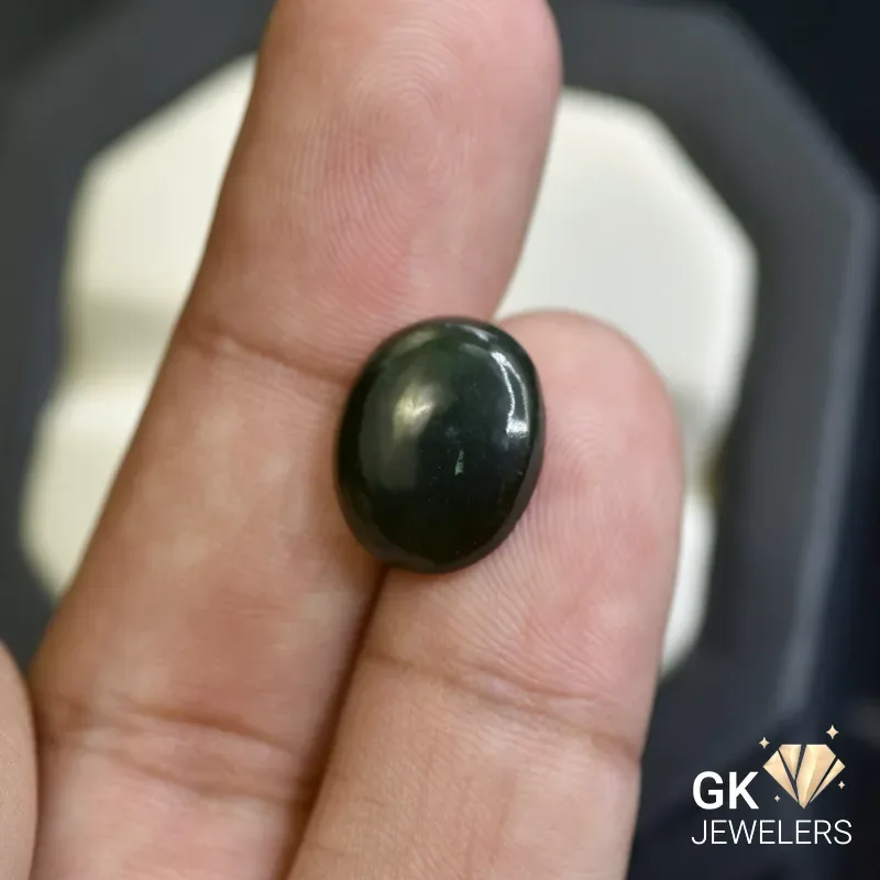 natural jade 5.53ct dark green cabochon stone, GK Jewelers Pakistan authentic gemstone photo