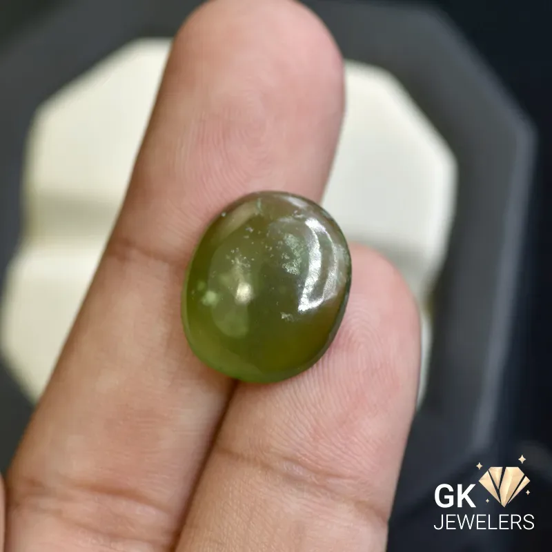 natural jade 10.07ct green cabochon stone, GK Jewelers Pakistan authentic gemstone photo