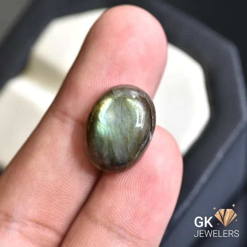 natural labradorite 14.88ct rainbow oval stone, GK Jewelers Pakistan authentic gemstone photo