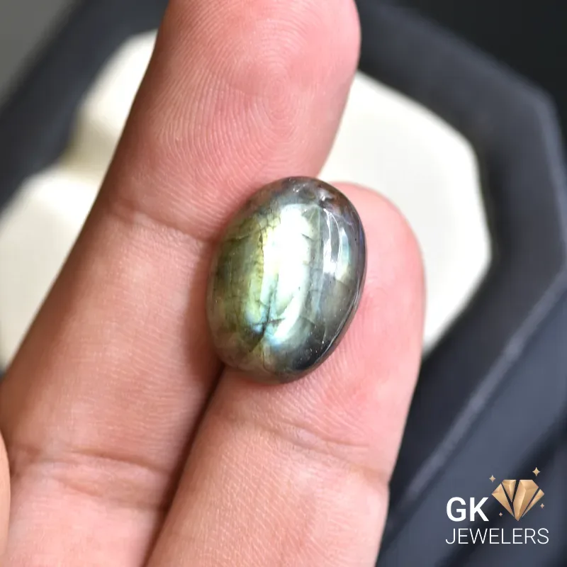 natural labradorite 11.32ct rainbow oval stone, GK Jewelers Pakistan authentic gemstone photo