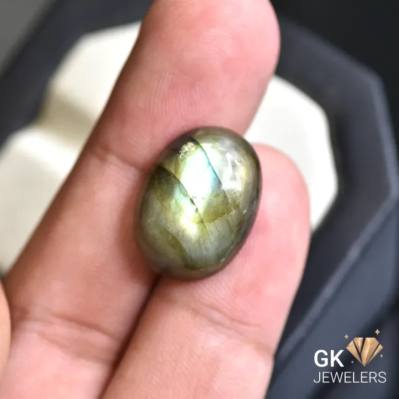 natural labradorite 15.20ct rainbow oval stone, GK Jewelers Pakistan authentic gemstone photo