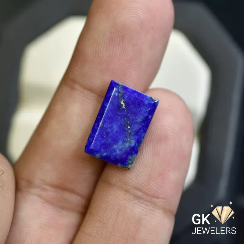natural lapis lazuli 7.69ct rectangular stone, GK Jewelers Pakistan authentic gemstone photo