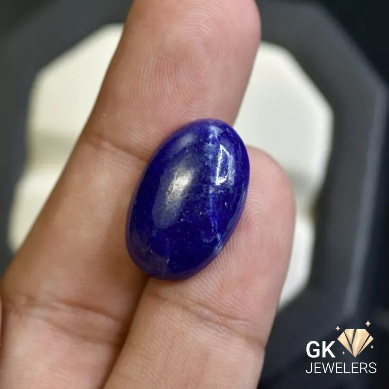 natural lapis lazuli 17ct blue cabochon stone, GK Jewelers Pakistan authentic gemstone photo