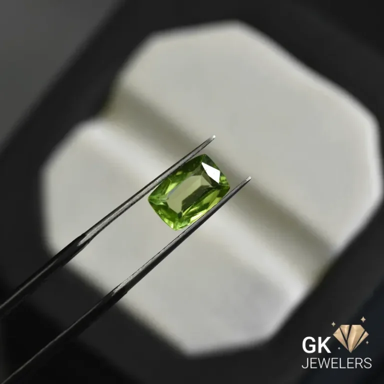 natural peridot 2.27ct green cushion stone, GK Jewelers Pakistan authentic gemstone photo