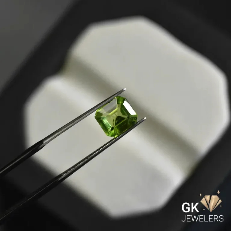 natural peridot 2.76ct green square stone, GK Jewelers Pakistan authentic gemstone photo
