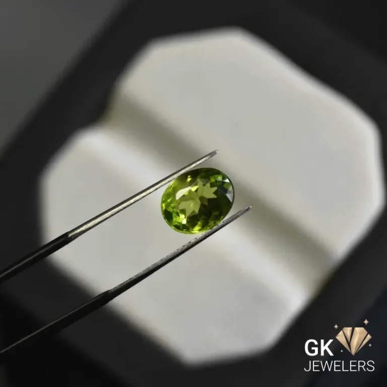 natural peridot 2.92ct green oval stone, GK Jewelers Pakistan authentic gemstone photo
