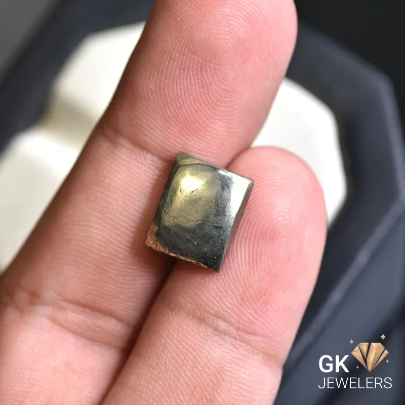 natural pyrite 9.72ct yellow rectangular stone, GK Jewelers Pakistan authentic gemstone photo