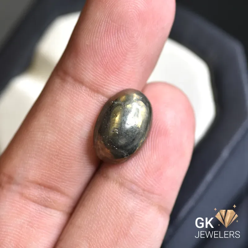 natural pyrite 12.54ct yellow oval stone, GK Jewelers Pakistan authentic gemstone photo