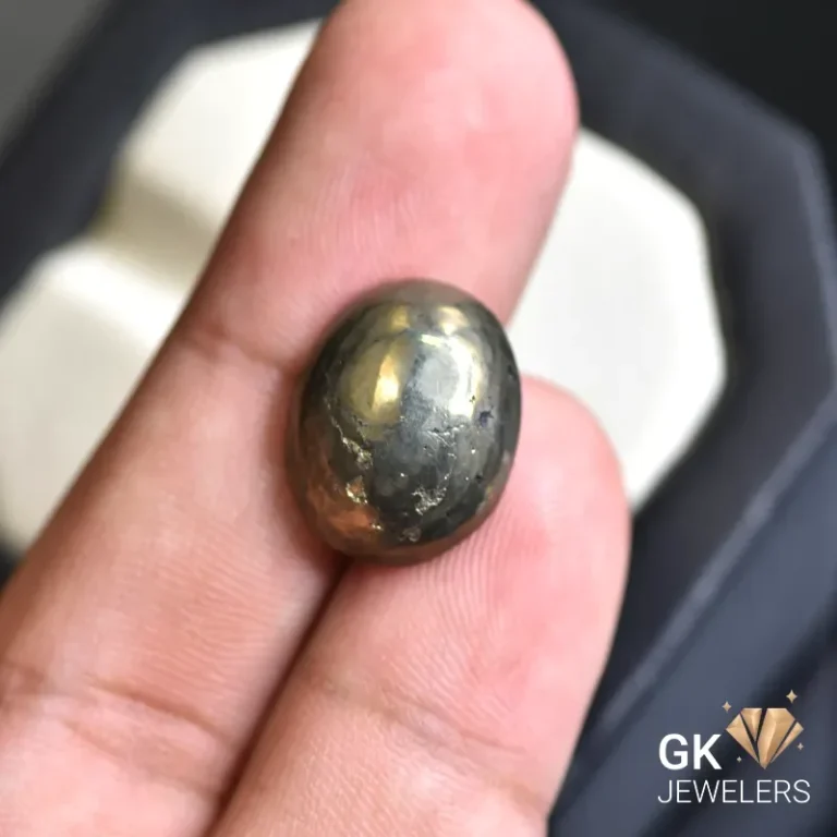 natural pyrite 18.51ct yellow oval stone, GK Jewelers Pakistan authentic gemstone photo