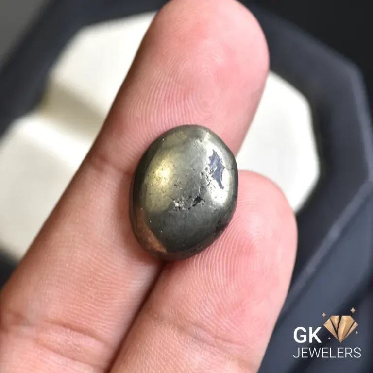 natural pyrite 15.66ct yellow oval stone, GK Jewelers Pakistan authentic gemstone photo