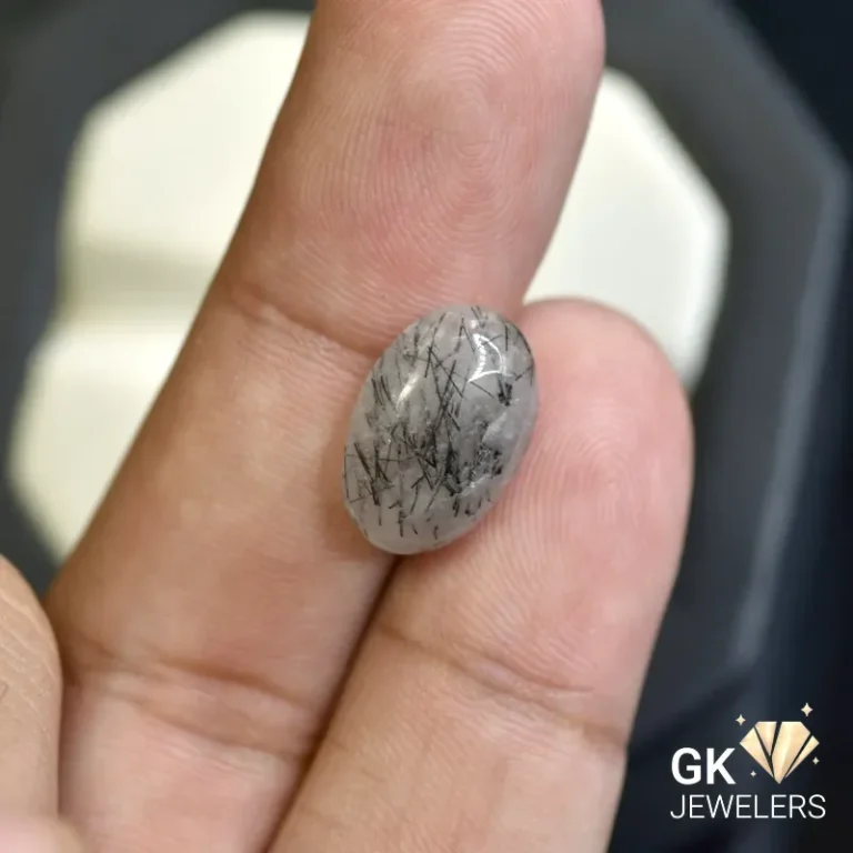 natural quartz 5.86ct black cabochon stone, GK Jewelers Pakistan authentic gemstone photo