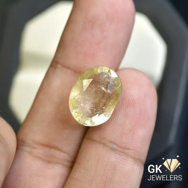 natural quartz 12.30ct golden oval stone, GK Jewelers Pakistan authentic gemstone photo