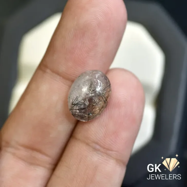 natural quartz 5.53ct black cabochon stone, GK Jewelers Pakistan authentic gemstone photo
