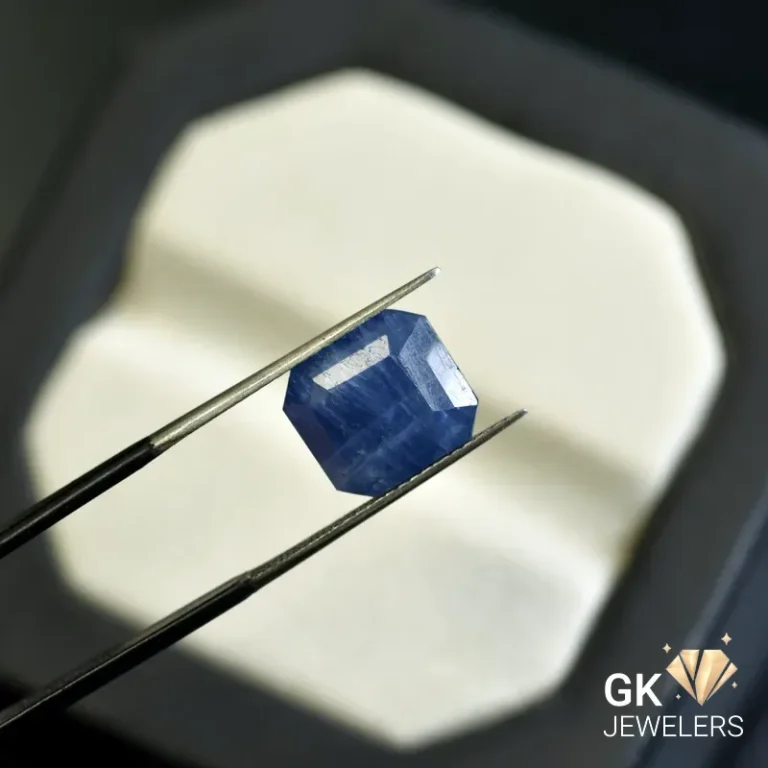 natural sapphire 6.82ct blue square stone, GK Jewelers Pakistan authentic gemstone photo
