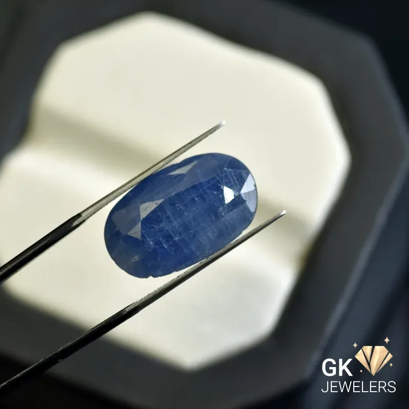 natural sapphire 16.38ct blue oval stone, GK Jewelers Pakistan authentic gemstone photo