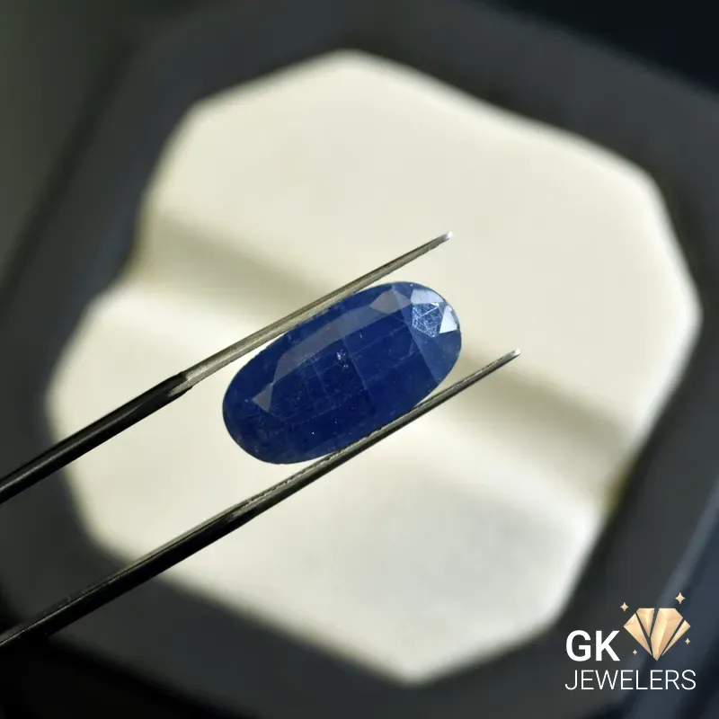natural sapphire 10.22ct blue oval stone - GK Jewelers Pakistan authentic gemstone photo