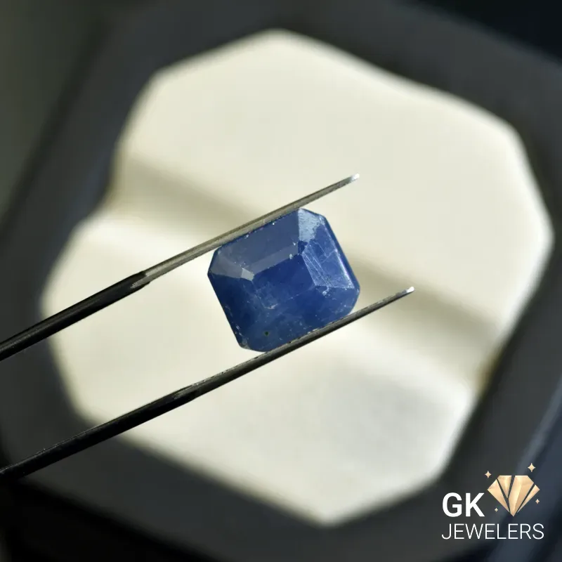 natural sapphire 11.32ct blue emerald cut stone, GK Jewelers Pakistan authentic gemstone photo