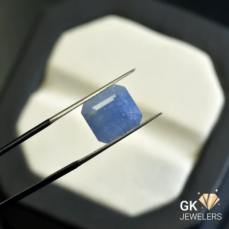 natural sapphire 8.63ct blue square stone, GK Jewelers Pakistan authentic gemstone photo
