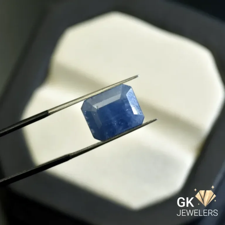 natural sapphire 8ct blue emerald cut stone, GK Jewelers Pakistan authentic gemstone photo