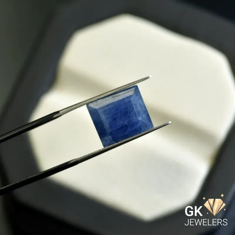 natural sapphire 11.22ct blue emerald cut stone, GK Jewelers Pakistan authentic gemstone photo