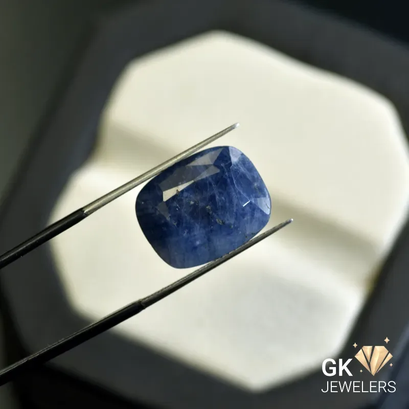 natural sapphire 13.02ct blue cushion stone, GK Jewelers Pakistan authentic gemstone photo