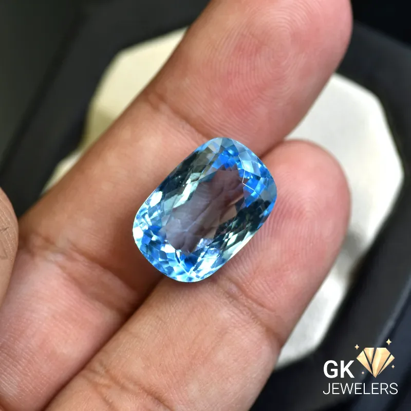 natural topaz 18.97ct swiss blue cushion stone, GK Jewelers Pakistan authentic gemstone photo