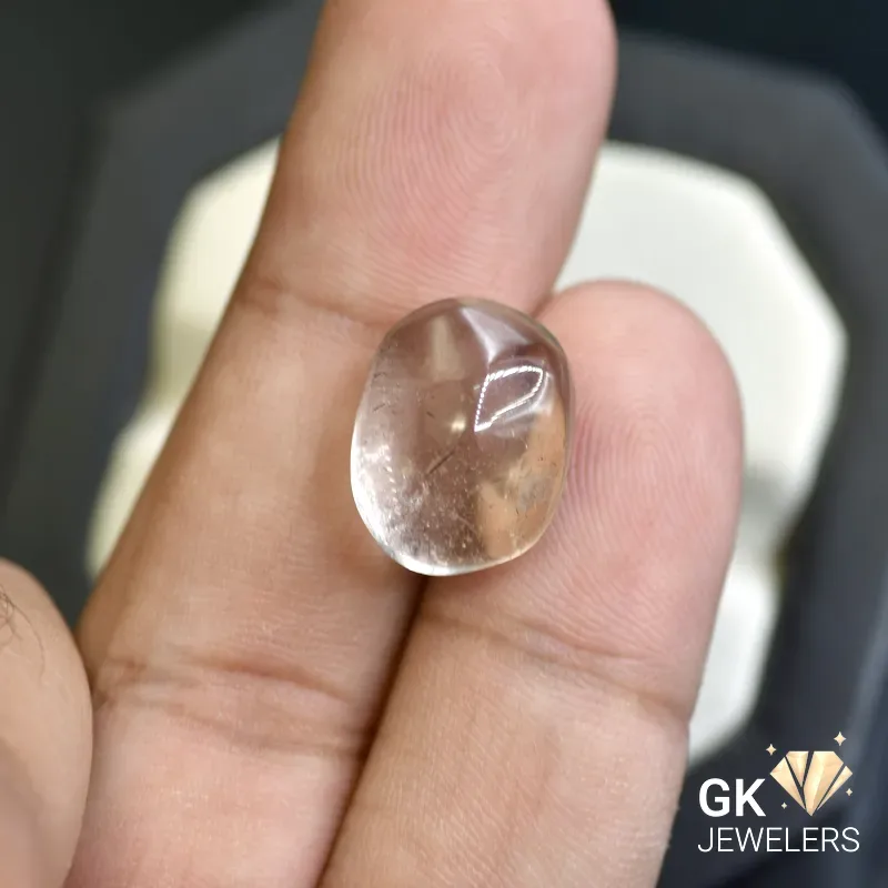 natural quartz 10.83ct white cabochon stone, GK Jewelers Pakistan authentic gemstone photo
