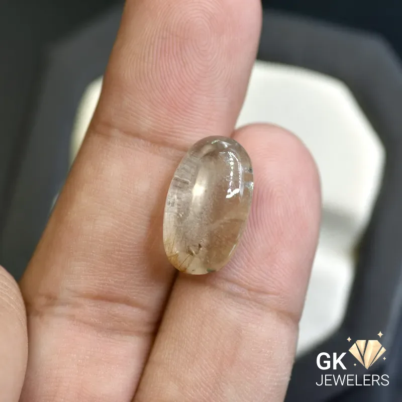 natural quartz 10.25ct white cabochon stone, GK Jewelers Pakistan authentic gemstone photo