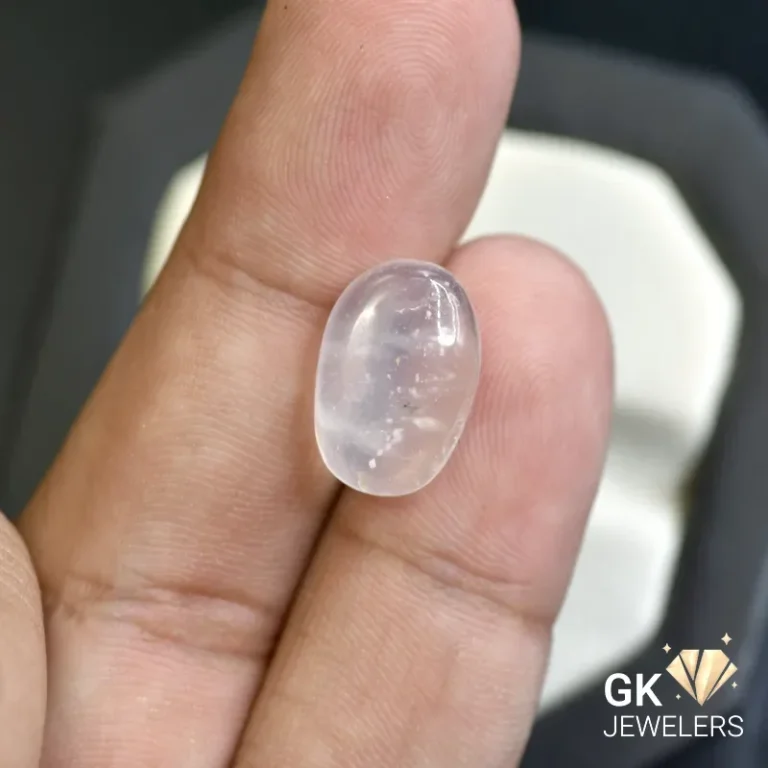 natural quartz 6.86ct white cabochon stone, GK Jewelers Pakistan authentic gemstone photo