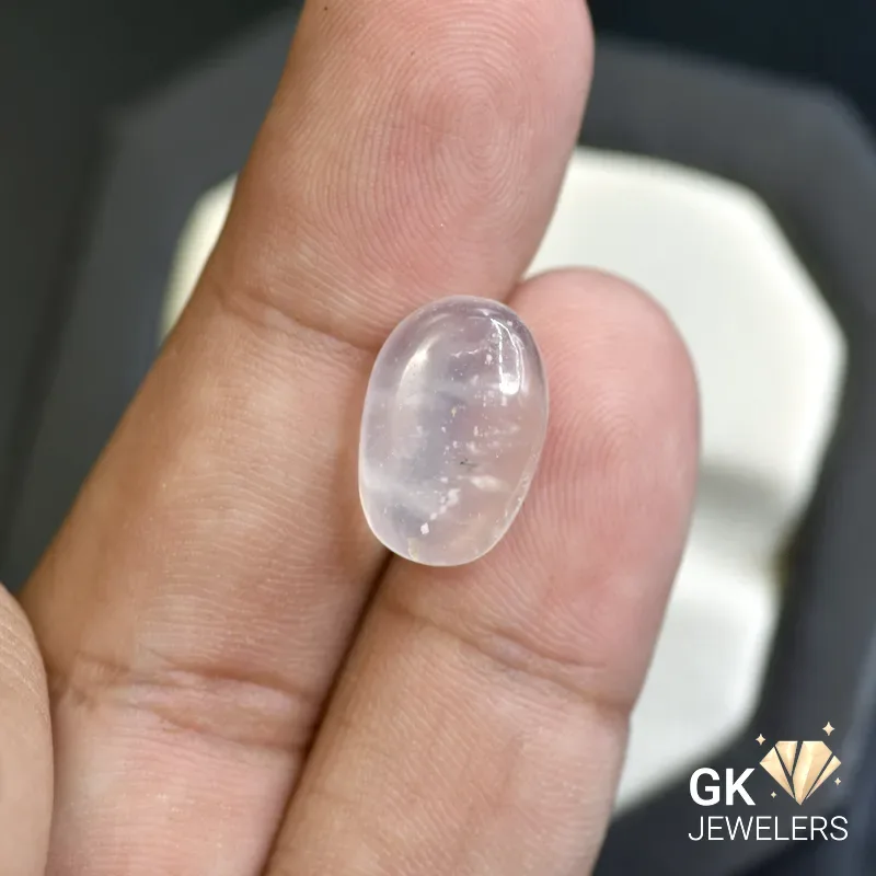 natural quartz 6.86ct white cabochon stone, GK Jewelers Pakistan authentic gemstone photo
