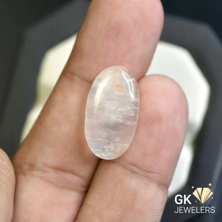 natural quartz 9.31ct white cabochon stone, GK Jewelers Pakistan authentic gemstone photo