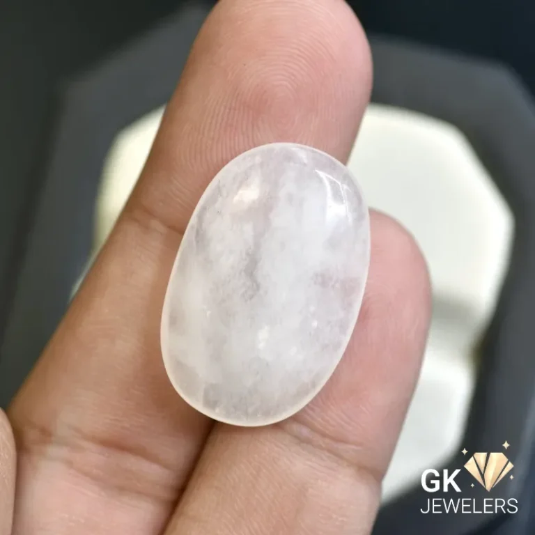 natural quartz 20.09ct white cabochon stone, GK Jewelers Pakistan authentic gemstone photo