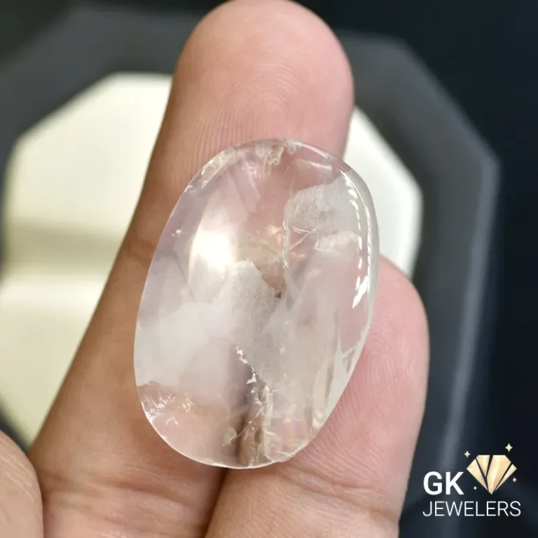 natural quartz 26.92ct white cabochon stone, GK Jewelers Pakistan authentic gemstone photo