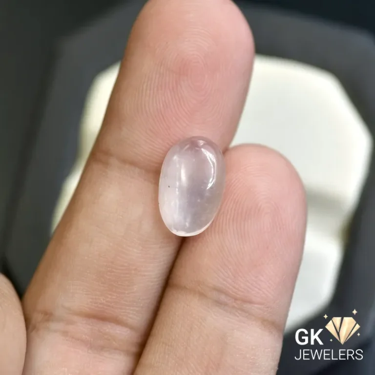 natural quartz 3.70ct white cabochon stone, GK Jewelers Pakistan authentic gemstone photo