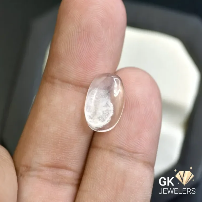 natural quartz 3.83ct white cabochon stone, GK Jewelers Pakistan authentic gemstone photo