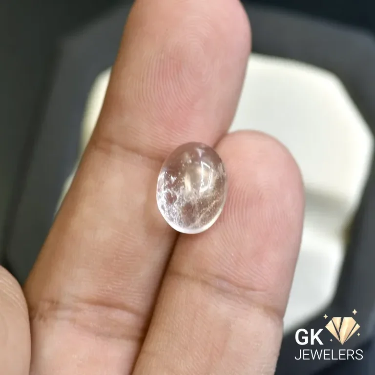 natural quartz 5.07ct white cabochon stone, GK Jewelers Pakistan authentic gemstone photo